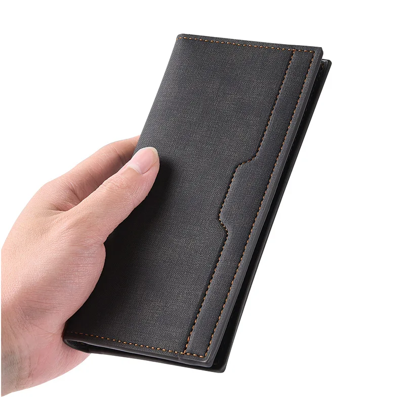 Men's Wallet Men's Long Wallet Vertical Thin Youth Soft Leather Clip Multiple Card Slots Large Capacity Fashionable Suit Bag