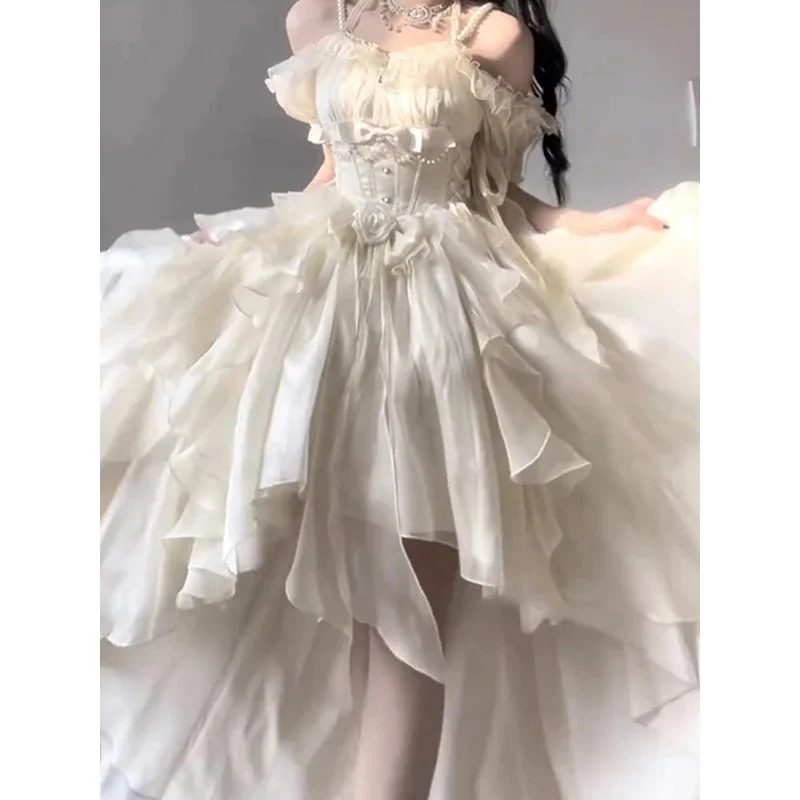 فستان زفاف أنيق ونبيل اللون لوليتا زهرة فستان الكبار فستان JSK حبال #4