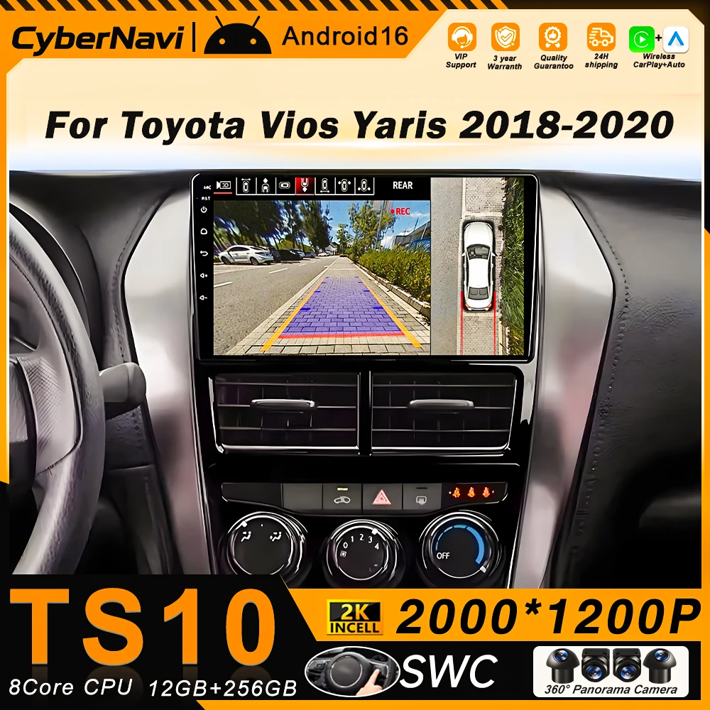 Android Car Radio Multimedia For Toyota Vios Yaris 2018 2019 2020 GPS Navigazione 2din DVD Head Unit Radio Samochodowe Blueto