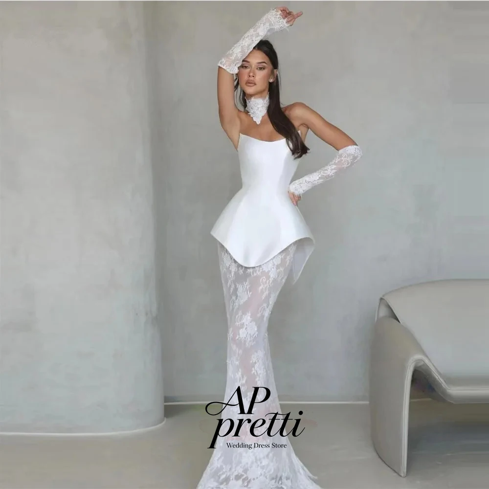 AP pretti Classic Lace Wedding Dresses Strapless Customized Sleeveless Trumpet Floor-Length Bridal Gown Vestidos De Novia 2026