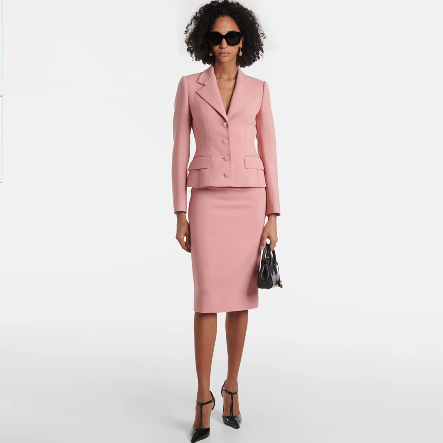 

Allingentle Pink Women Skirt Suit Women's 2 Piece Set Elegant Short Skirt Business Party Office Outfits Customize