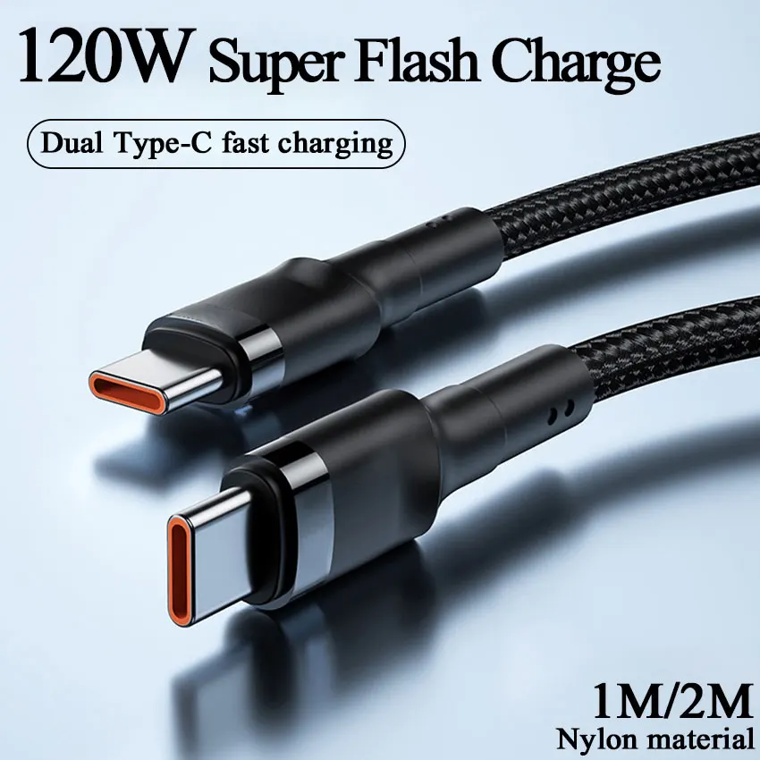 

PD 120W Super Charging For Samsung S24 S23 USB C TO USB Type C Cable For iPhone 15 Plus Pro Max Xiaomi 11 4.0 Quick Fast Charger