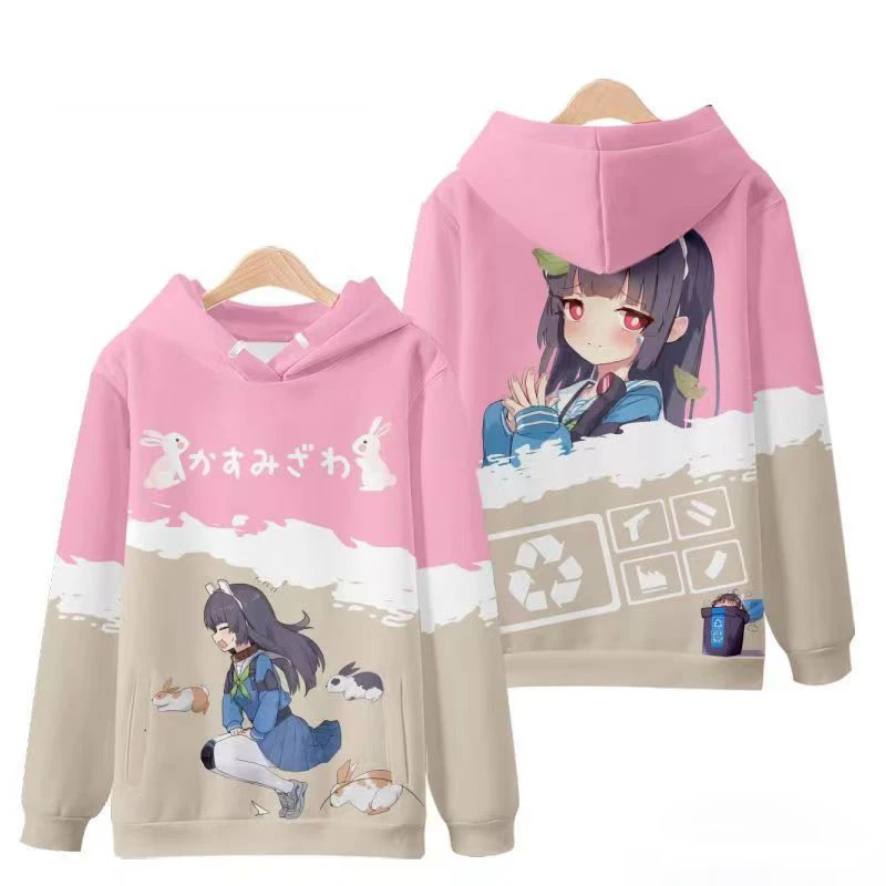 لعبة الأزرق الأرشيف تأثيري هوديس ثلاثية الأبعاد طباعة الرجال النساء أنيمي بلوزات البلوز الخريف/الشتاء Harajuku هوديي Y2k معطف رياضي