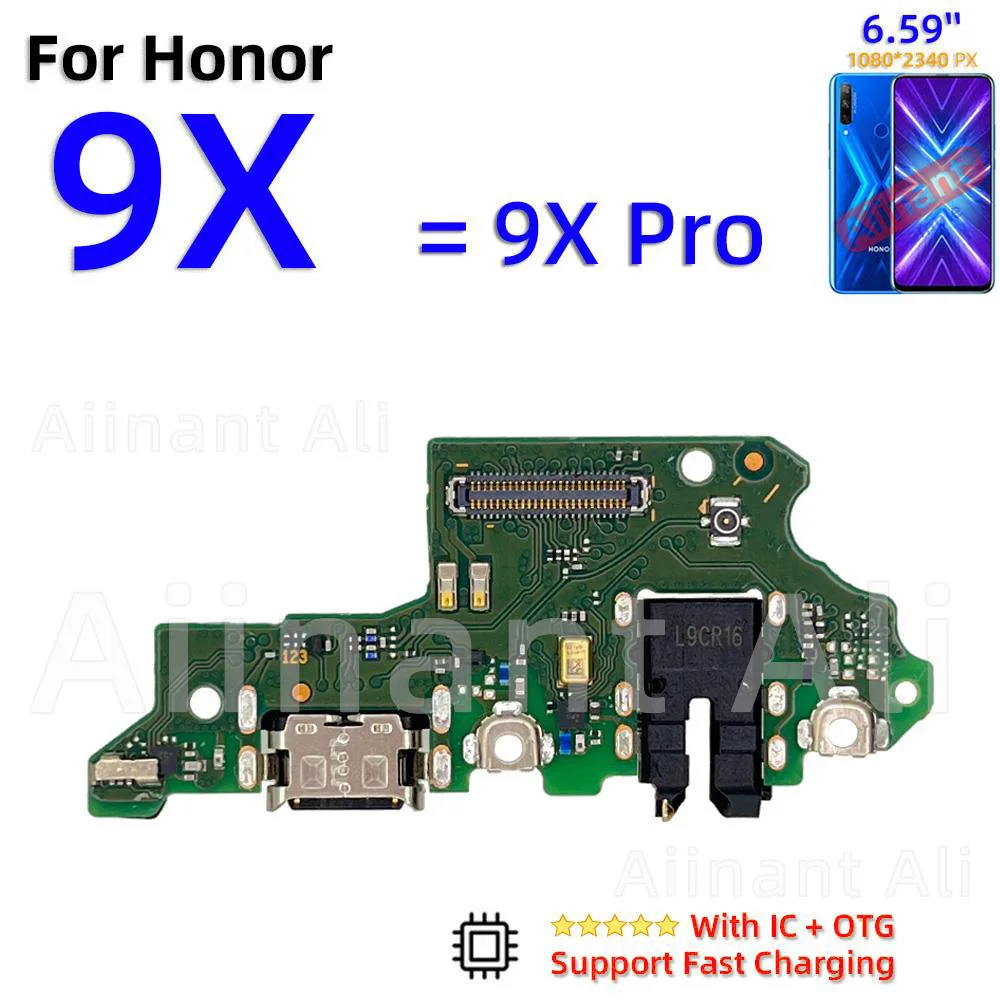 AiinAnt Dock USB Charger Mic Board Connector Charging Port Flex Cable For Huawei Honor 9 9A 9C 9N 9i 9s 9X Lite Pro Phone Parts