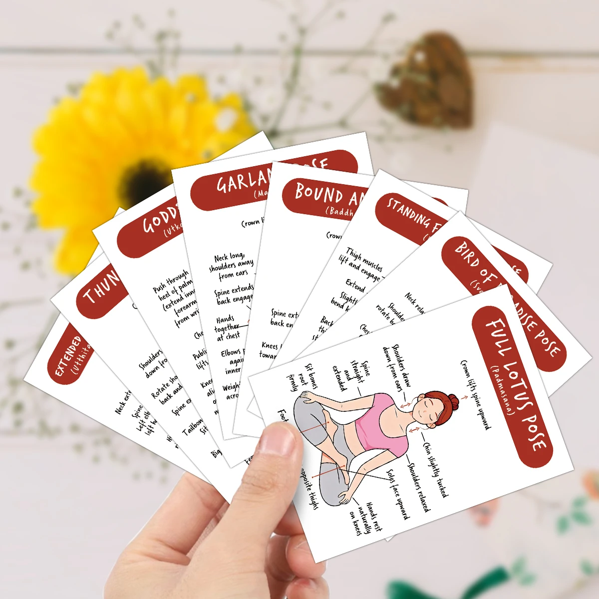 40 Stück Yoga-Posen-Führungskarten, Detailliertes Anleitungswerkzeug für Schritt für Yoga, für Yoga-Studios, Heimtraining, Geschenkkarten für Frauen – Detail 4