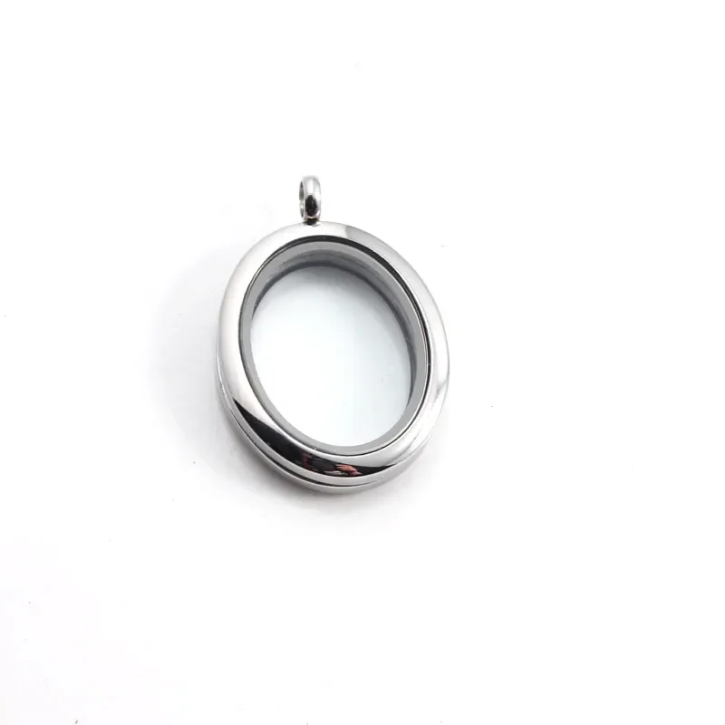 316L Stainless Steel Oval Magnetic Floating Locket Pendant Memory Glass Locket Pendant Charms for Necklace Jewelry DIY