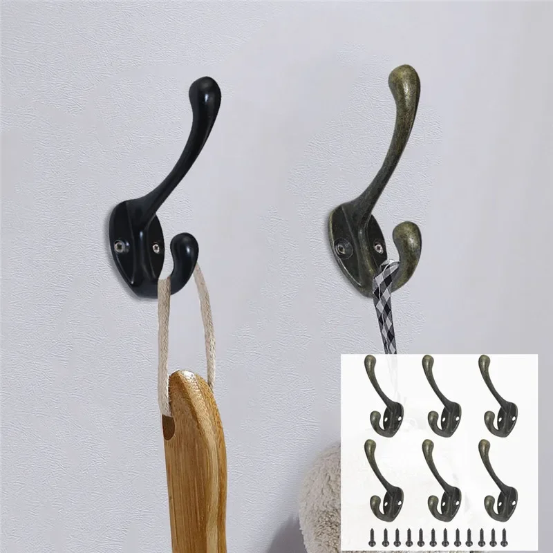 6pcs Clothes Hanger Hooks Home Storage Hanger Wall Hooks for Key Hat Bag Bathroom Towel Hook Kitchen Bedroom Wall Organizer