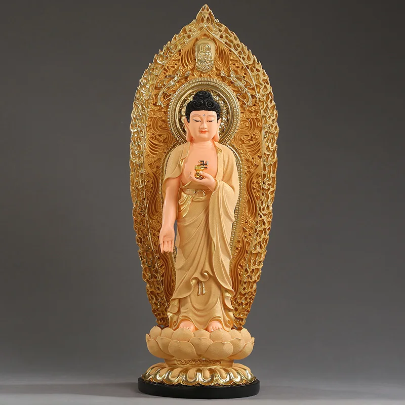 54CM Large A set 3PCS HOME shrine protection Buddhism XI FANG SANSHENG Standing Guan yin Amitabha Mahasthamaprapta Buddha statue