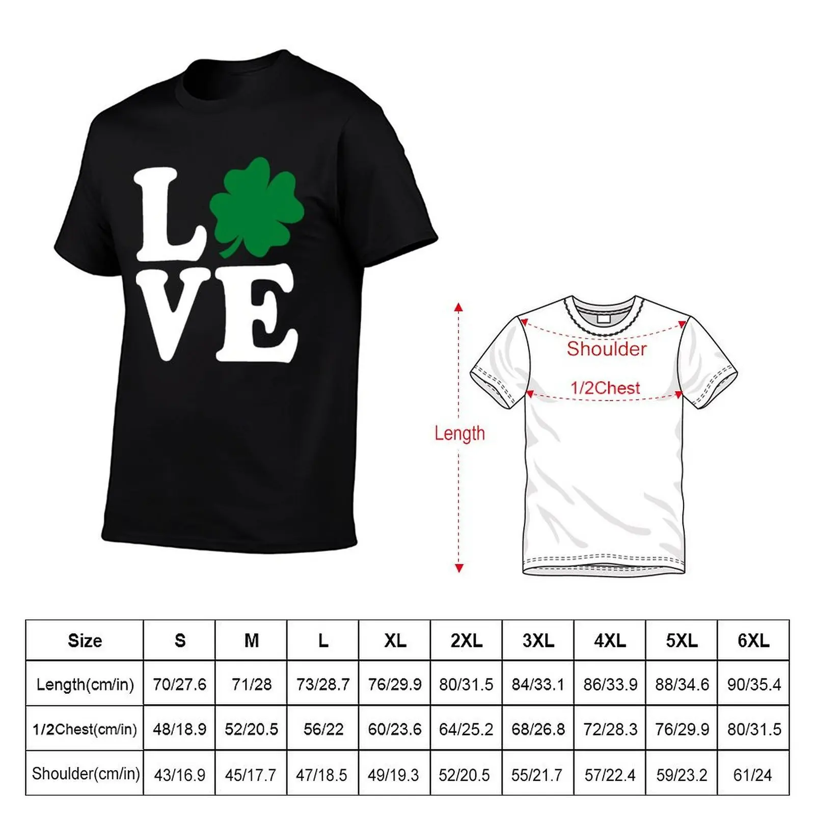 St Patrick's Day LOVE Shamrock Irish T-Shirt Aesthetic clothing graphic shirts oversized t shirt men