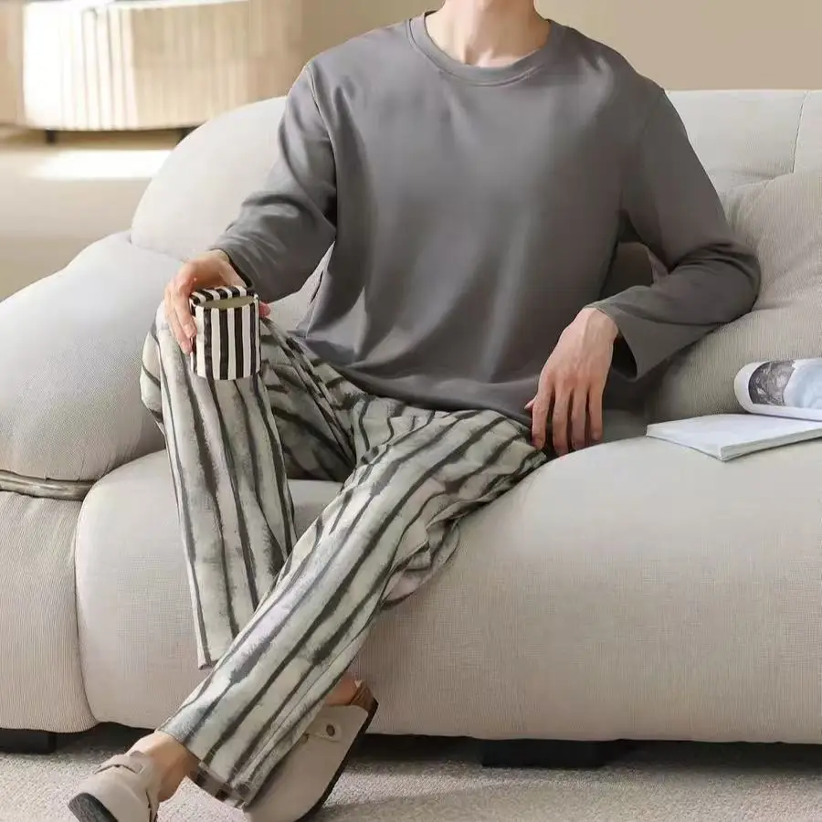 Pantaloni pigiama nuovo stile da uomo, pantaloni lunghi per l'autunno e l'inverno 2025, versatili per la casa, vestibilità ampia casual, taglia grande, possono essere indossati all'esterno