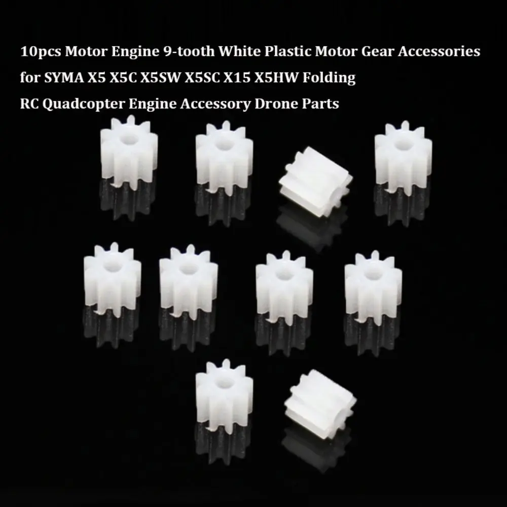 10 szt. 9-zębowych kołpaków przekładni silnika, białe plastikowe części do składanych quadrocopterów, części do czterowirnikowych samolotów.