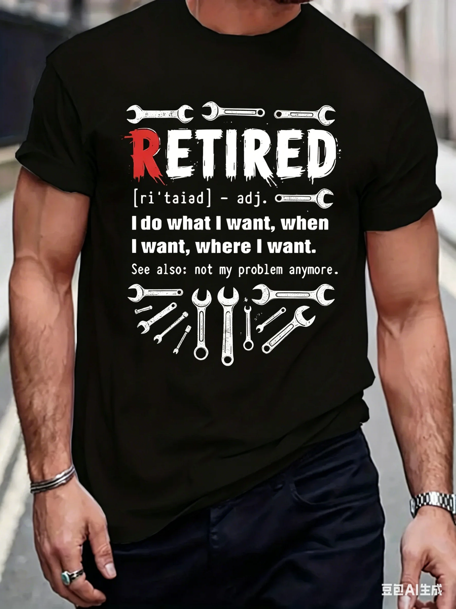 Funny Retired Slogan Pattern Print Men's T-Shirt Oversized Graphic Tee Men's Summer Clothes Men's Outfits Breathable Tops