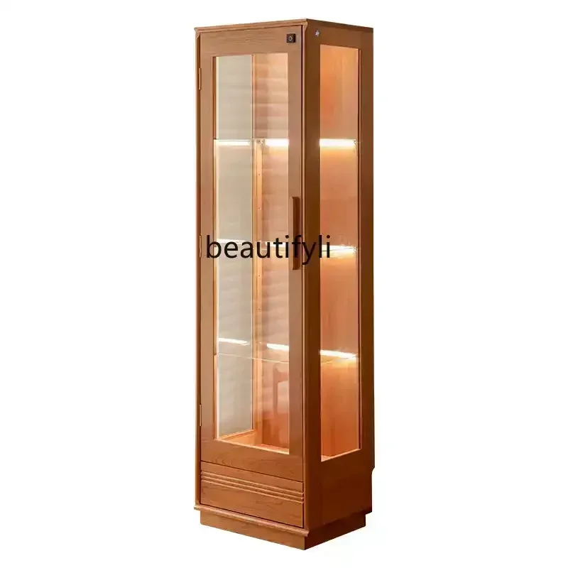 

Doll transparent glass dustproof display cabinet solid wood living room display storage wine cabinet