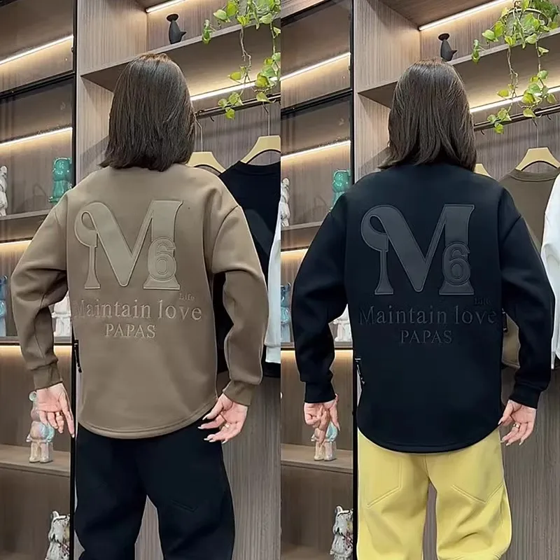 

Men's Oversized round Ne Fce Lined Sweatirt American Sle Bubble Letter Casual irt Spring Autumn Winter Streetwear
