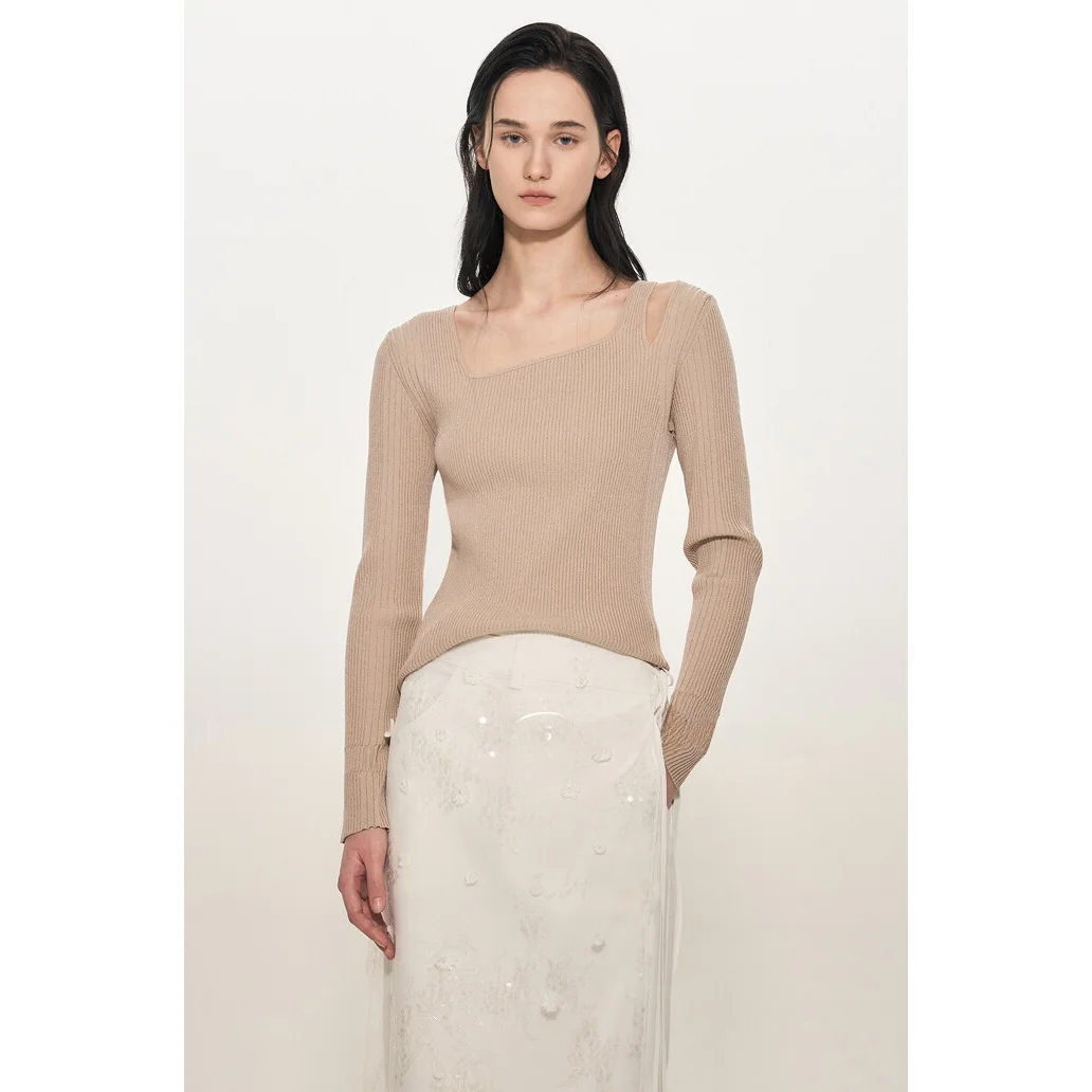 oulder バードニットセーター弾性 Neline 通勤多用途ウールベースレイヤー小さな irt 韓国 Sle ロング Sve