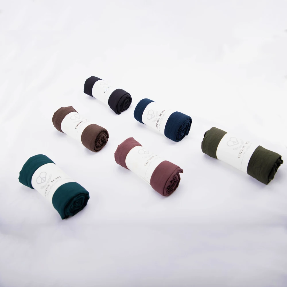 RIMAIRE-Pure Color Algodão Muçulmano Hijab, Lenço Macio e Confortável, Lenço Islã, Tamanho Grande, 180x90cm, 4Pcs por Saco