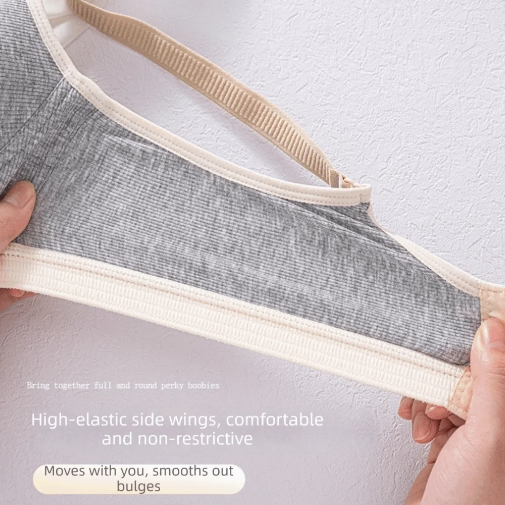 Pure Cotton Double Button Breastfeeding Bra With Thin Gathered Seamless Maternity Bra No Underwire Anti Sagging Nursing Bra