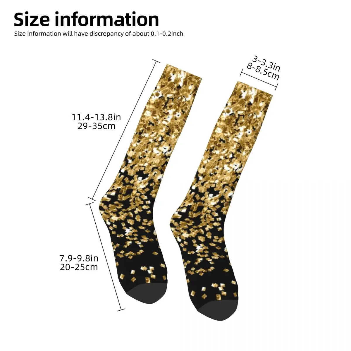 Gold Glitter Socks Harajuku Sweat Absorbing Stockings All Season Long Socks Accessories for Unisex Christmas Gifts