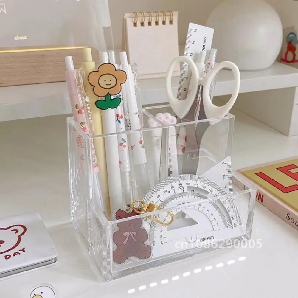 Ins Style Multifunctional Organizer Desktop Stationery Organizer Transparent Acrylic Cosmetics Multi-Compartment Storage Box