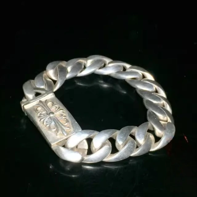 

old silver bracelet Tibetan silver handmade ethnic style domineering fashion trendy men silver bracelet life gift jewelry