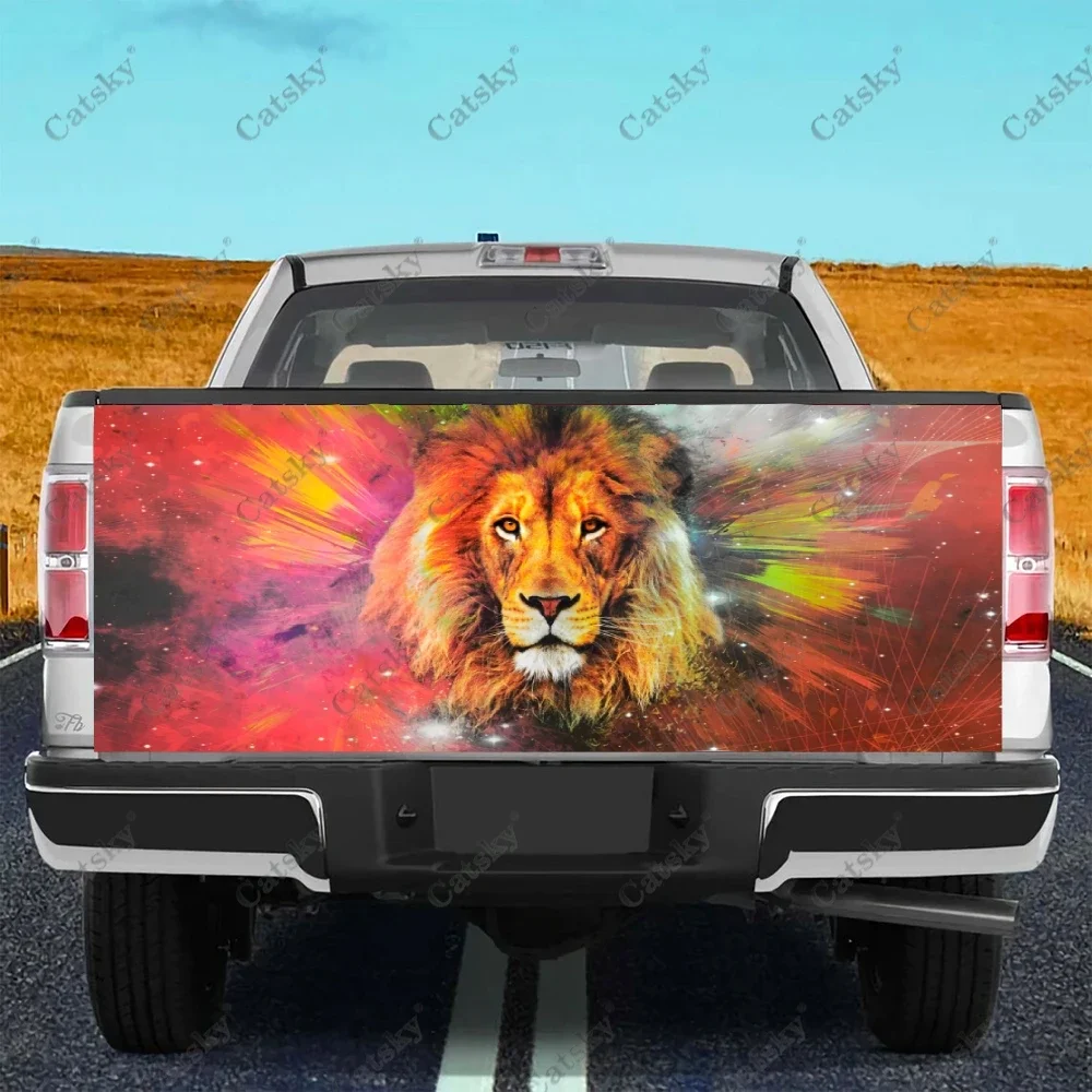 

Наклейка на заднее окно Lion Galaxy Art подходит для пикапа, грузовика, автомобиля, универсальная прозрачная перфорированная виниловая наклейка на заднее окно