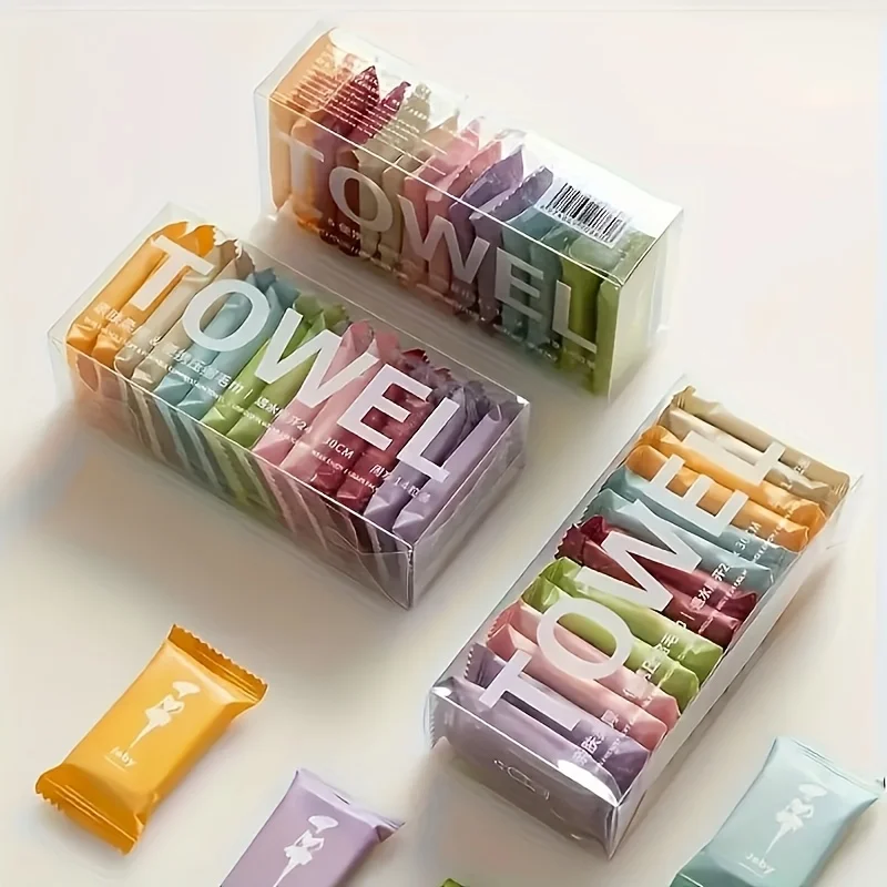 28pcs Individually Packaged Compressed Towel Set, Portable Travel Towels, Disposable Multi-purpose Wet and Dry Towels, Unscented