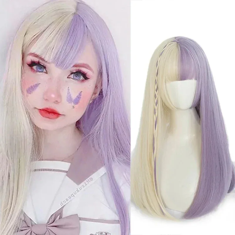 NO5 Meifan cosplay sintetico Lolita Parrucca riccia ondulata lunga acqua colore anime parrucca per capelli da donna blu rosa ombre parrucca Harajuku d ZOCO