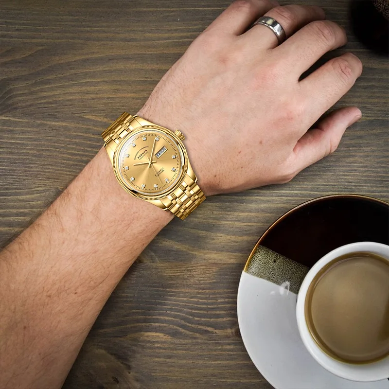 BORMAN BM9020 TOP Watch  40mm Luxury Man Automatic Mechanical Men's Watches Sapphire 50M Waterproof Diamond Clock Double date w