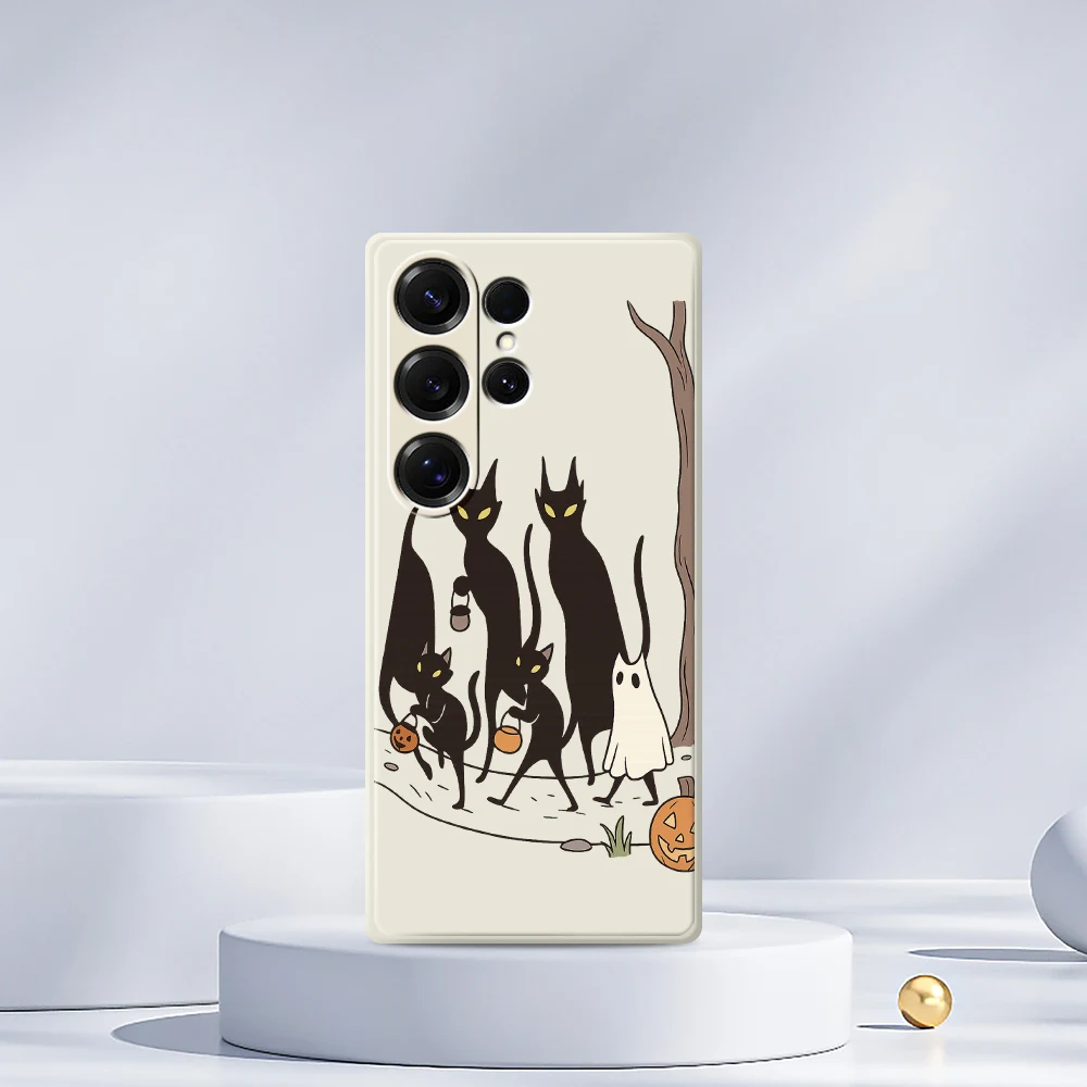 Black Cat Ghost Phone Case For Samsung Galaxy S21 S22 S23 S24 S25 Ultra Plus 5G S20 FE S10 Plus S21 FE S23FE S24FE Cases Funda