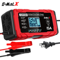 Fast 12V 15A Car Battery Charger Pulse Repair Smart Charge AGM Deep Cycle GEL Lead-Acid Charger For Auto Motorcycle