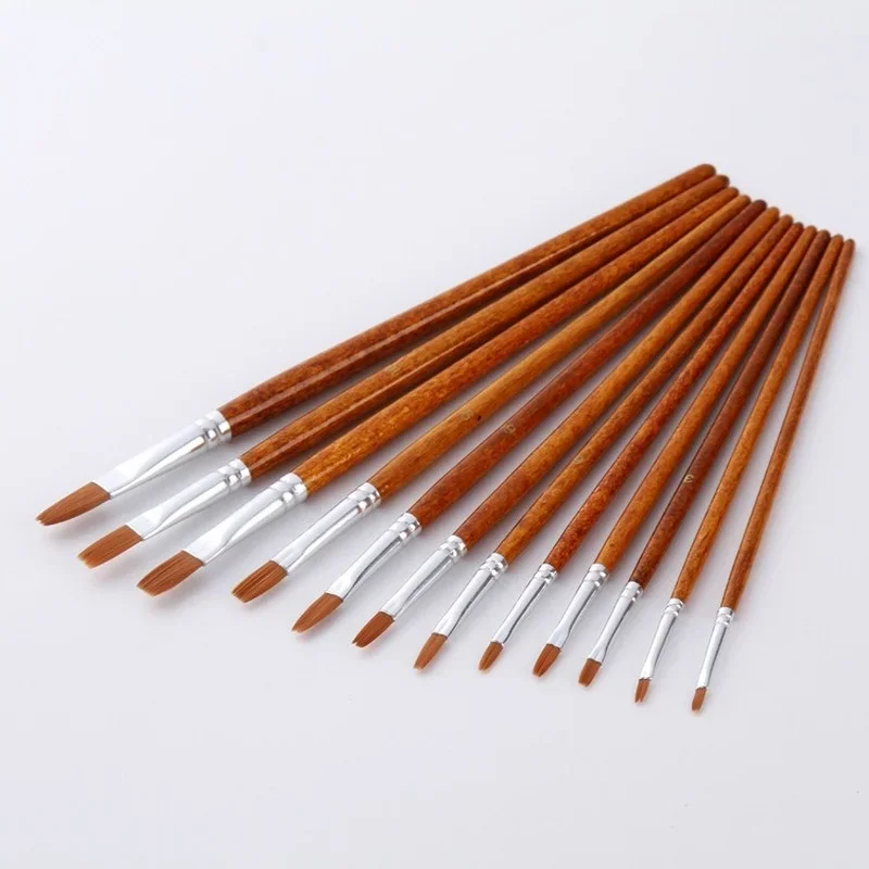 

Artist Paint Brush Set 12Pcs High Quality Nylon Hair Wood Black Handle Watercolor Acrylic Oil Brush Painting Art Supplies