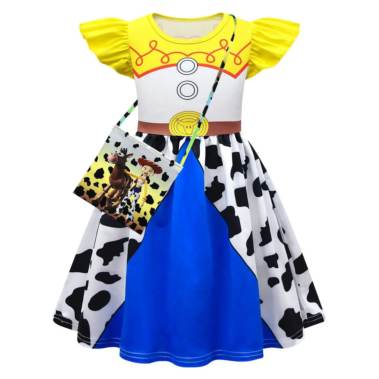 Girls Toy Stories Costume Dresses Kids Halloween Outfit Birthday Party Princess Dress Up Baby Flying Sleeve A-line Skirt Clothes