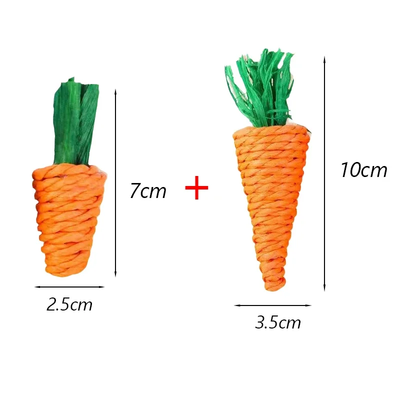 Edible Vegetable Shaped Pet Chew Toys Plant Weaving Radish for Small Animals Rabbit Bunnies Hamster Toy Pet Accessories Supplies