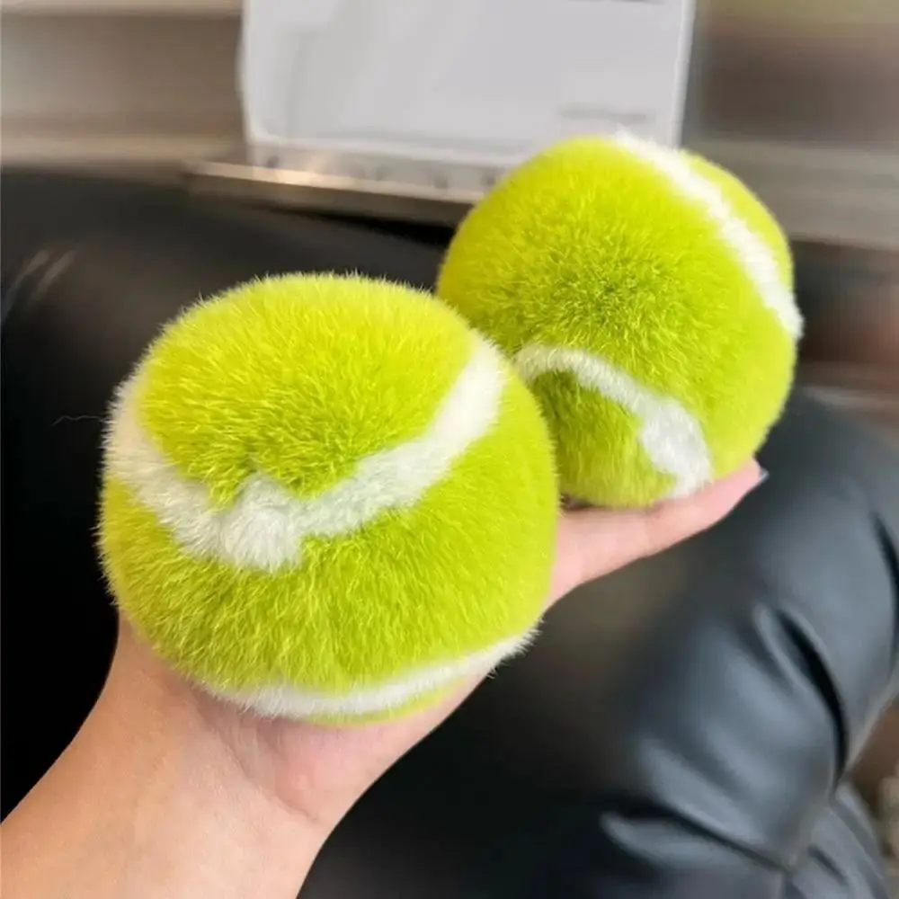 Fashion Soft Plush Tennis Keychain Fluffy PomPom Premium Texture Bag Charm Car Ornament Bag Decoration