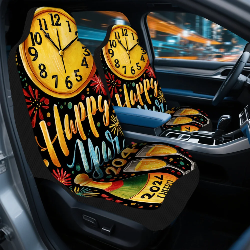 2pcs New Year's Eve Celebration Seat Cover Set For Most Cars – Stylish, Durable, High-Quality Seat Protectors, Fit, Enhanced