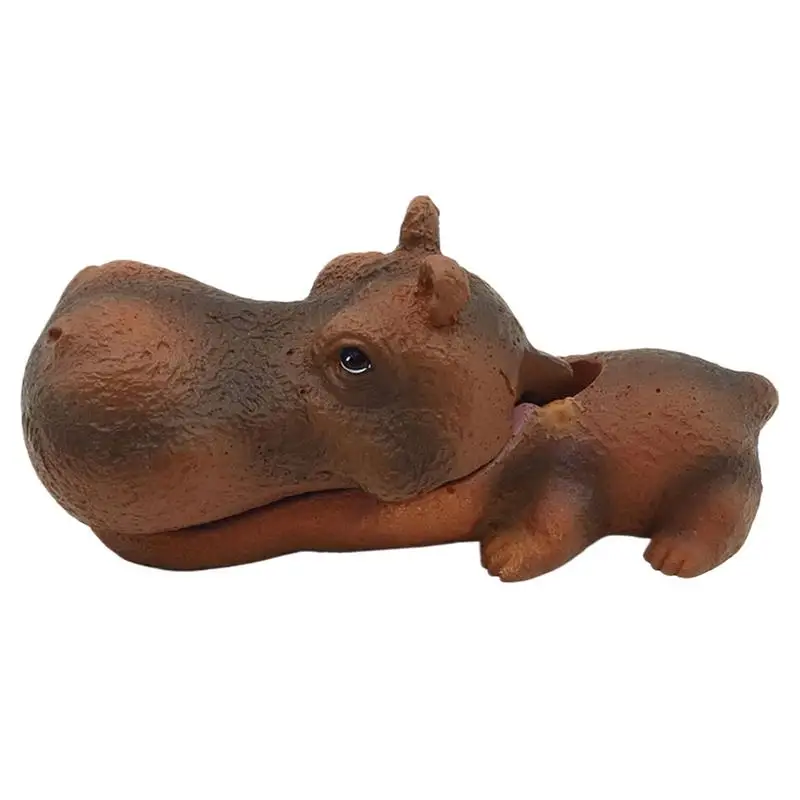 Hippo Aquarium Decorations Aquarium Resin Hippo Safe Lovely Cartoon Fish Play Toy Craft Ornaments Fish Tank Accessories