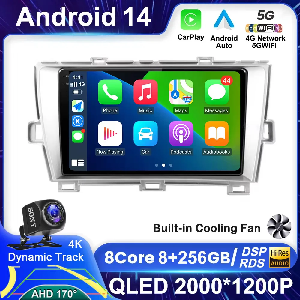 

QLED DSP Android 14 For Toyota Prius XW30 2009 - 2015 Car Radio Multimedia Video Player GPS Navigation Stereo Carplay 4G WIFI BT