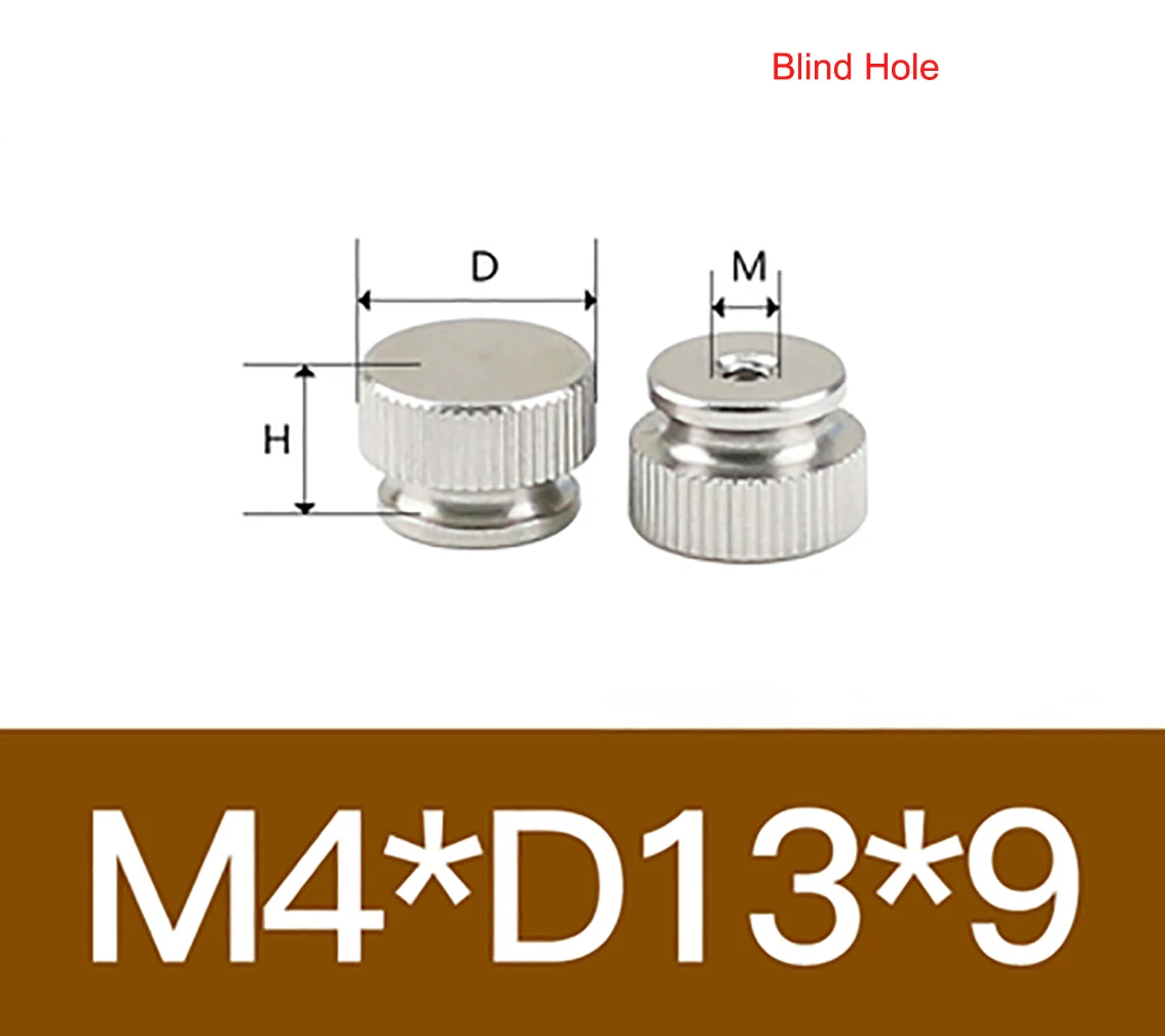 M3/4/5/6/8 Ni-plated Steel Knurled Thumb Nuts Through Hole/Blind Hole Hand Grip Knobs Step Nut