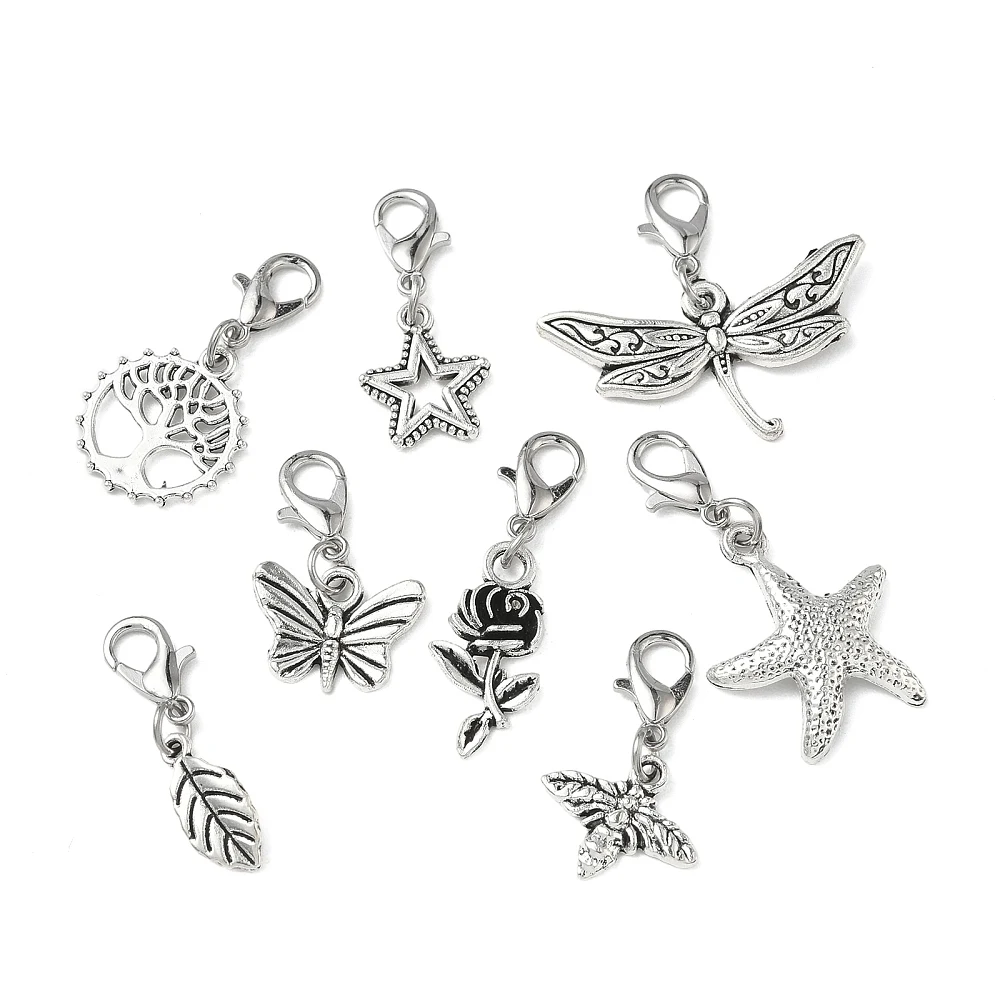 48pcs Clip on Charms Alloy Shoes Decoration Pendants 12 Styles Silver Star Leaf Cross Shoe Lace Charms