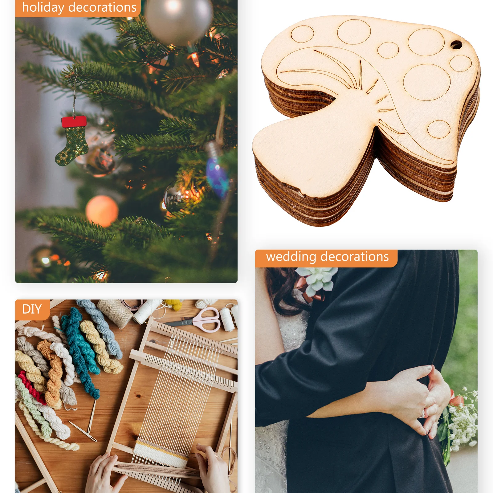 1 مجموعة شرائح الفطر الخشبية رقائق الخشب غير المكتملة Diy بها بنفسك الحرف ديكور المنزل الزينة الزفاف لوازم الحرف الخشبية #5