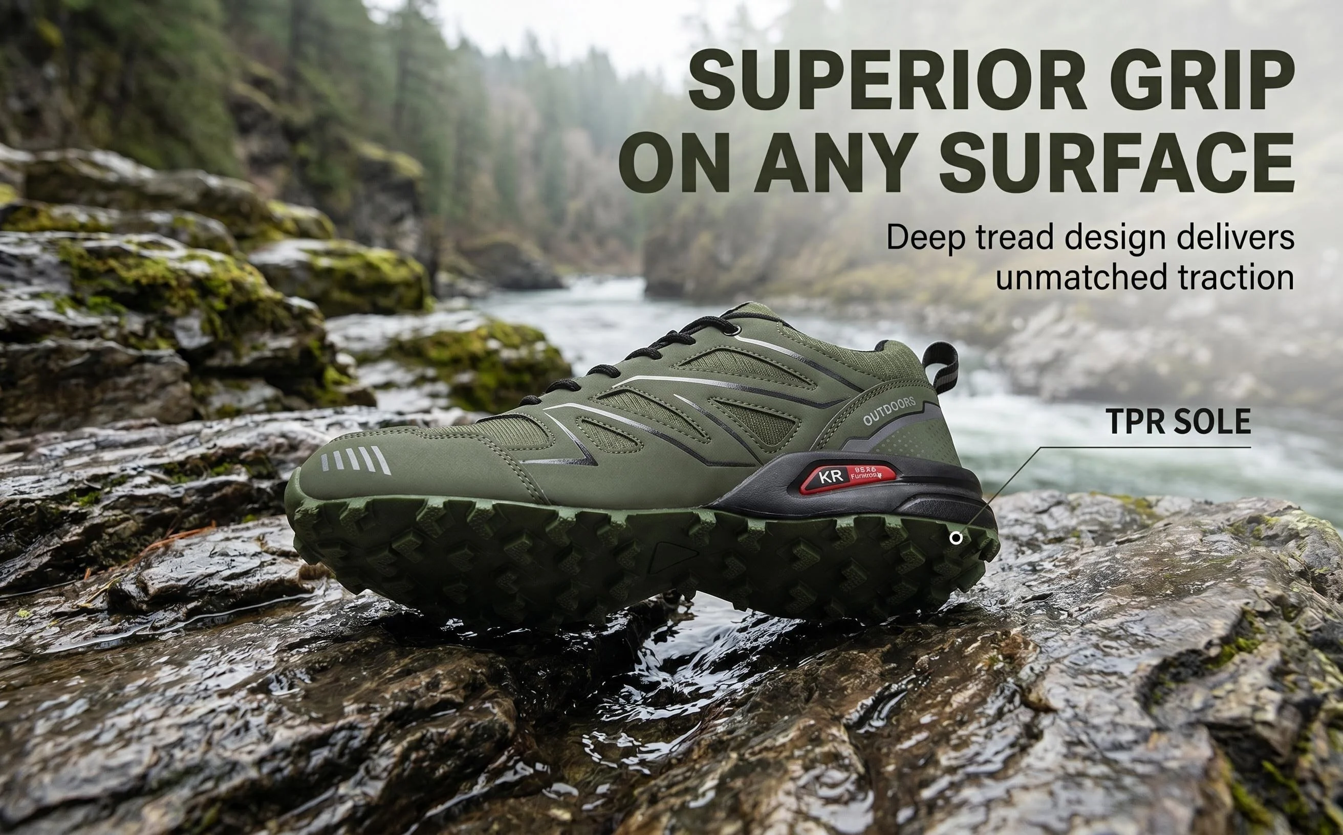 Wasserdichte Herren-Wanderschuhe, atmungsaktives Obermaterial, geeignet für jedes Gelände, Outdoor-Offroad, rutschfest, verschleißfest, Sportschuhe – Detail 3