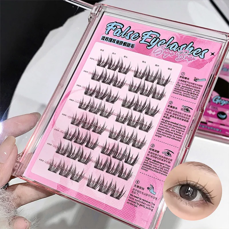 Gege Bear Gogo Bear No-Glue Fałszywe rzęsy - Realistyczny przezroczysty styl, Pikantna dziewczyna Grube i naturalne futro z kreskówek