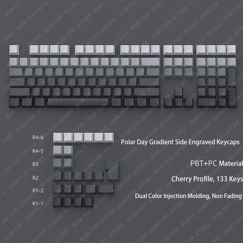 

SUMREDA 133 Keys Side Engraving Backlit Keycaps Cherry Profile PBT Gradient Keycap For MX Mechanical Keyboard Personality DIY