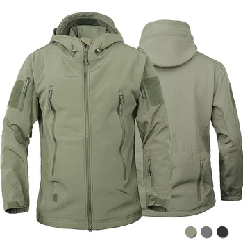 Motorcycle Shark Skin Soft Shell Jackets Men Tactical Windproof Waterproof jacket men Combat Jackets Mens Hooded Bomber Coats 2
