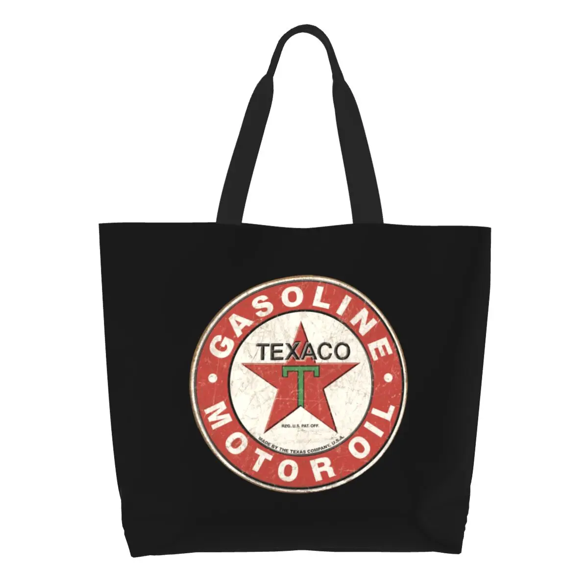 Custom Vintage Birthday Gift Texaco Canvas Shopping Bag Women Portable Large Capacity Grocery Tote Shopper Bags