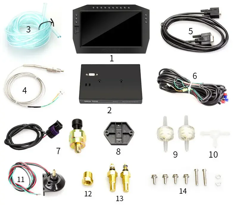 Dash Race Display Full Sensor Kit Colorful LCD Touch-Screen Universal Racing DashBoard Car Meter
