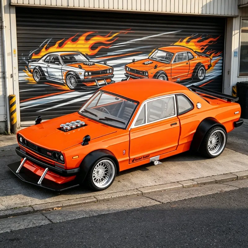 Simulation 1:22 Drift Version Nissan GT-R V8 Alloy Car Model Retro JDM Skyline Toy Vehicle Collection Ornament Miniature Gift