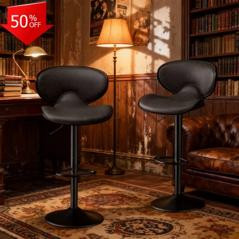 

Minimalist Bar Stool Chair Modern Design Pu Leather Swivel Adjustable Kitchen Restaurant Office Living Drehstuhl Swivel Chair