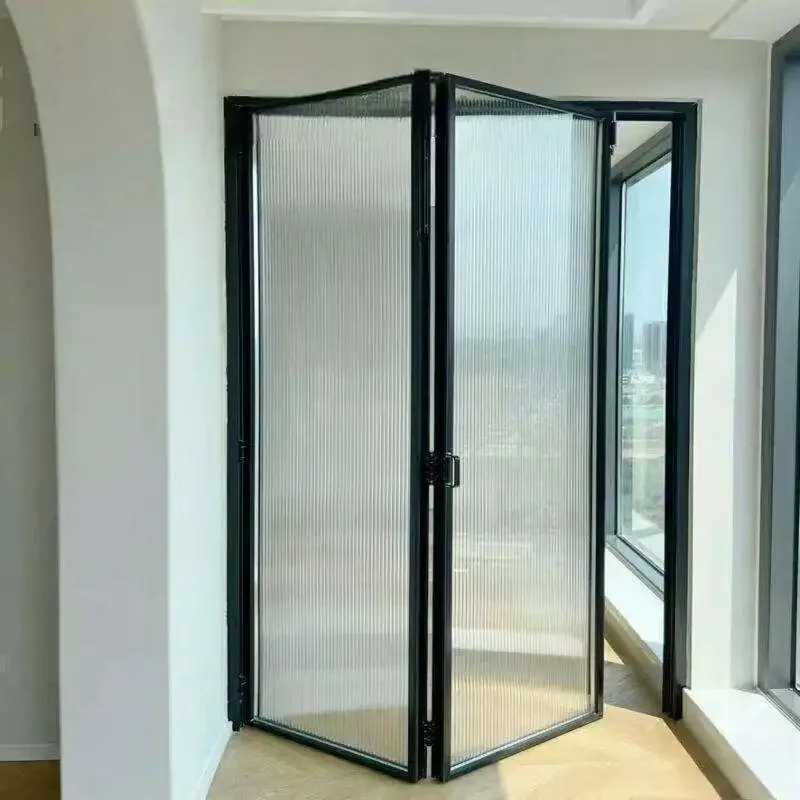 Indoor Peep Double Layer Glass Folding Door Latest Design Accordion Folding Door Delicacy High Quality Manual Stacking Door