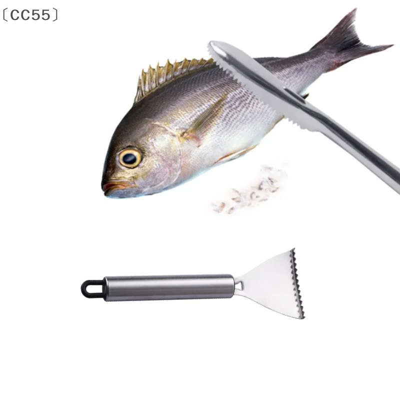 

〔CC55〕2pcs Stainless Steel Fast Cleaning Fish Peeler Scale Remover Seafood Cracker Fish Scaler Cleaner Planet Skin Brush Scraper